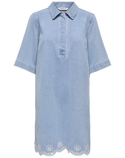 Only - ONLBelle Half Placket Kjole - Light Blue Denim
